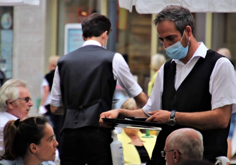 waiter, cafe, mask