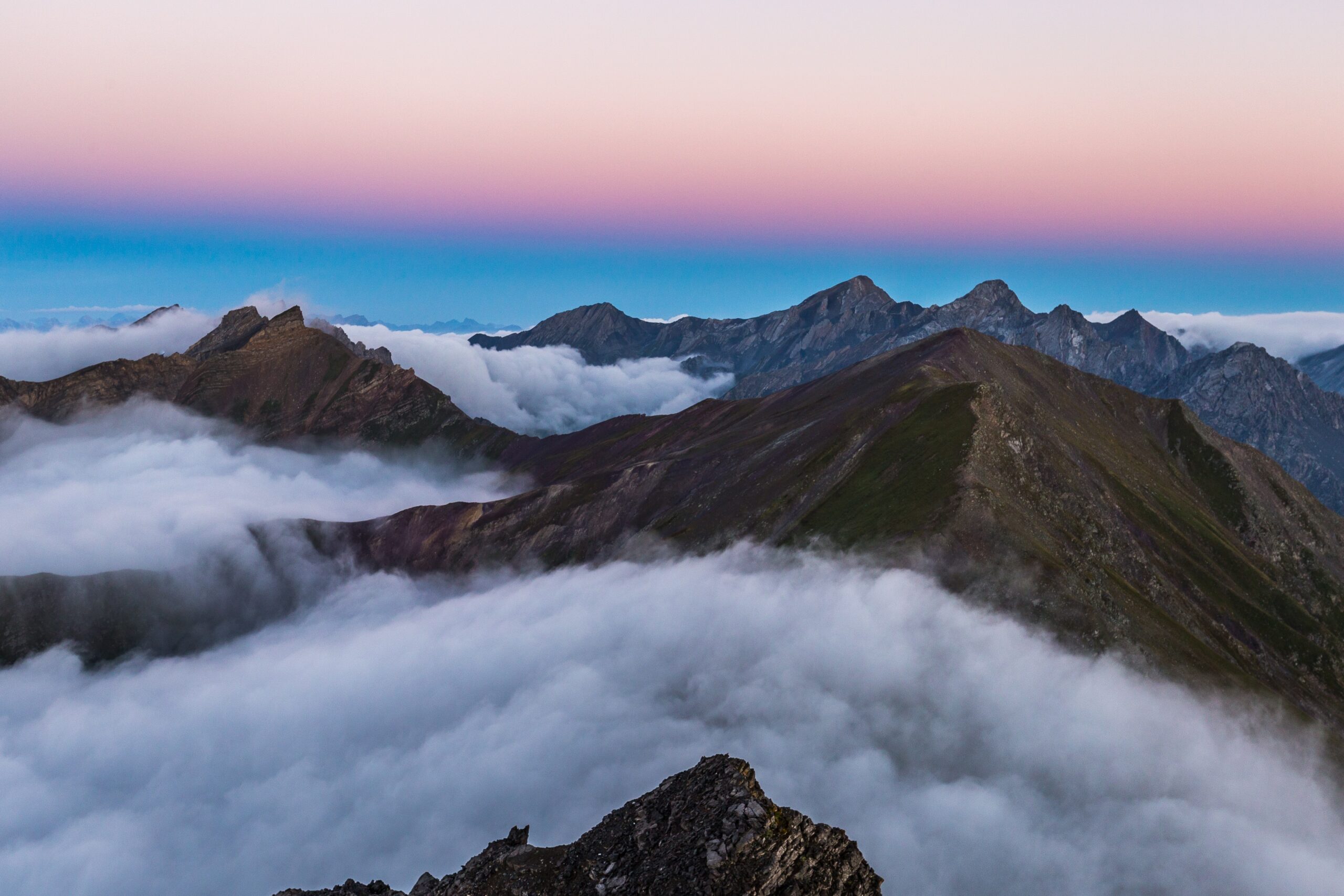 Probably one of the prettiest sunrise, I've ever witnessed. An amazing play of colour as the light brakes through the atosphere. And way below the sea of mellow flowwing clowds. One of my favorite mountain peaks in my hometown. Very little known but with a rather spectacular view! Inlovewithnature