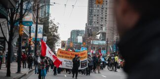 A Demonstration in Downtown Vancouver.