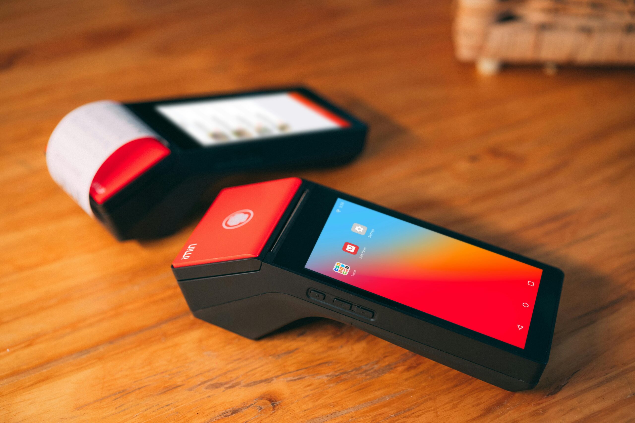 A close up shot of payment terminals