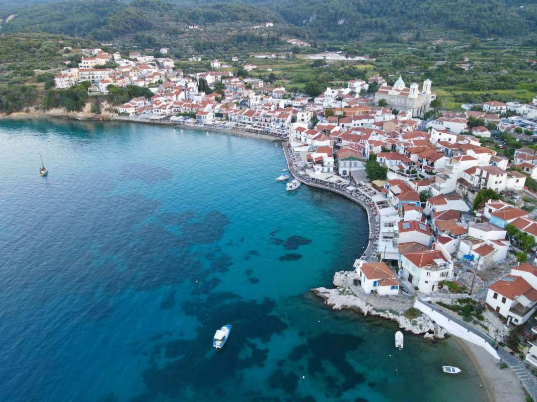 A view above the village of Kokkari, Samos island, Greece.